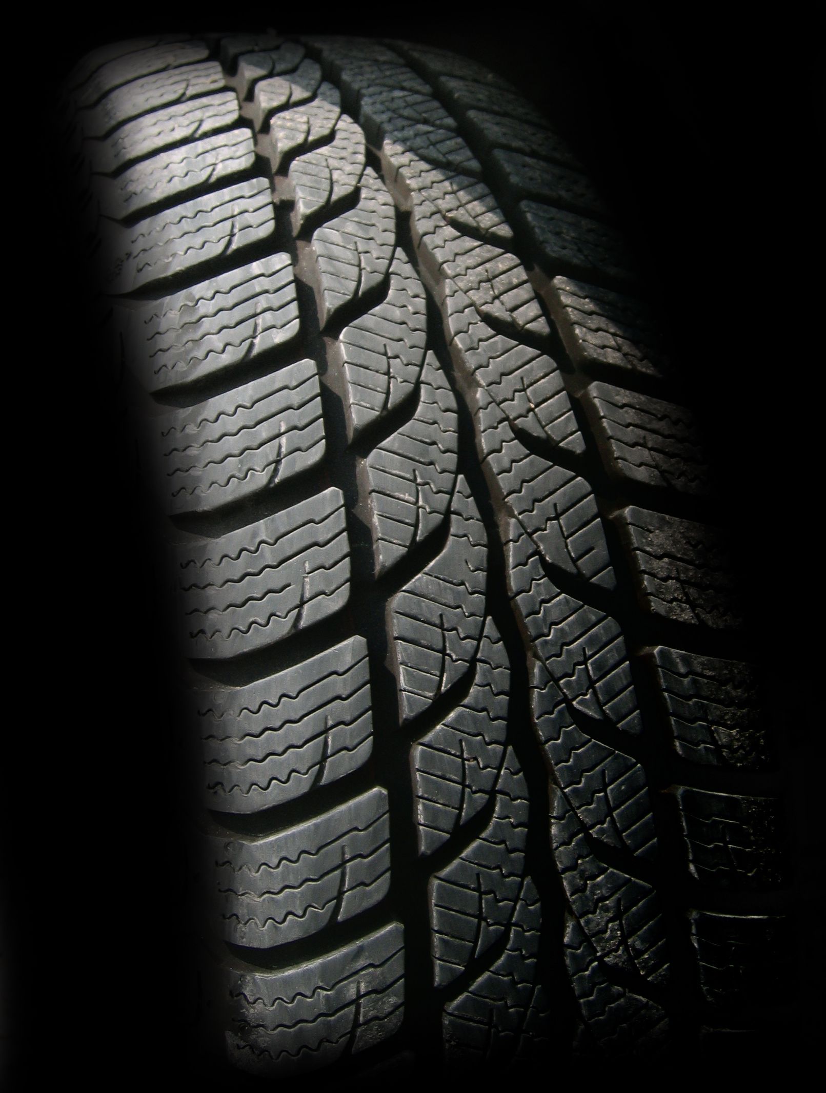 Close-up macro of a tire tread